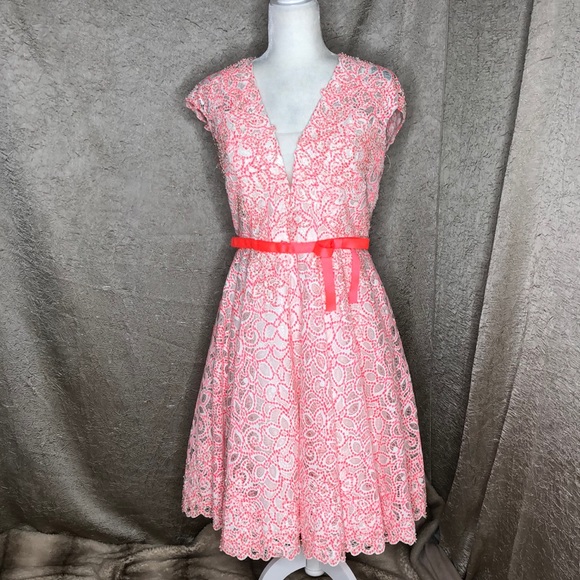 Jovani Pink White Sparkly Fit & Flare Dress - Picture 2 of 6